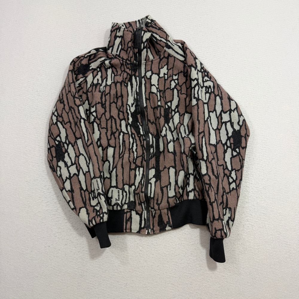 Vintage Cabela's Fleece Jacket Mens Large Brown Trebark Camo Full Zip Bomber USA